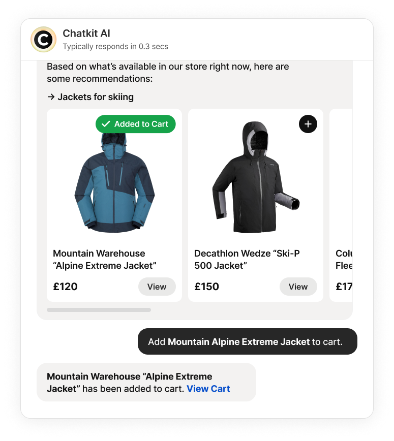 Chatkit AI chat widget styled to match your brand