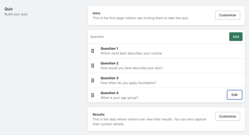 Shopify free quiz builder