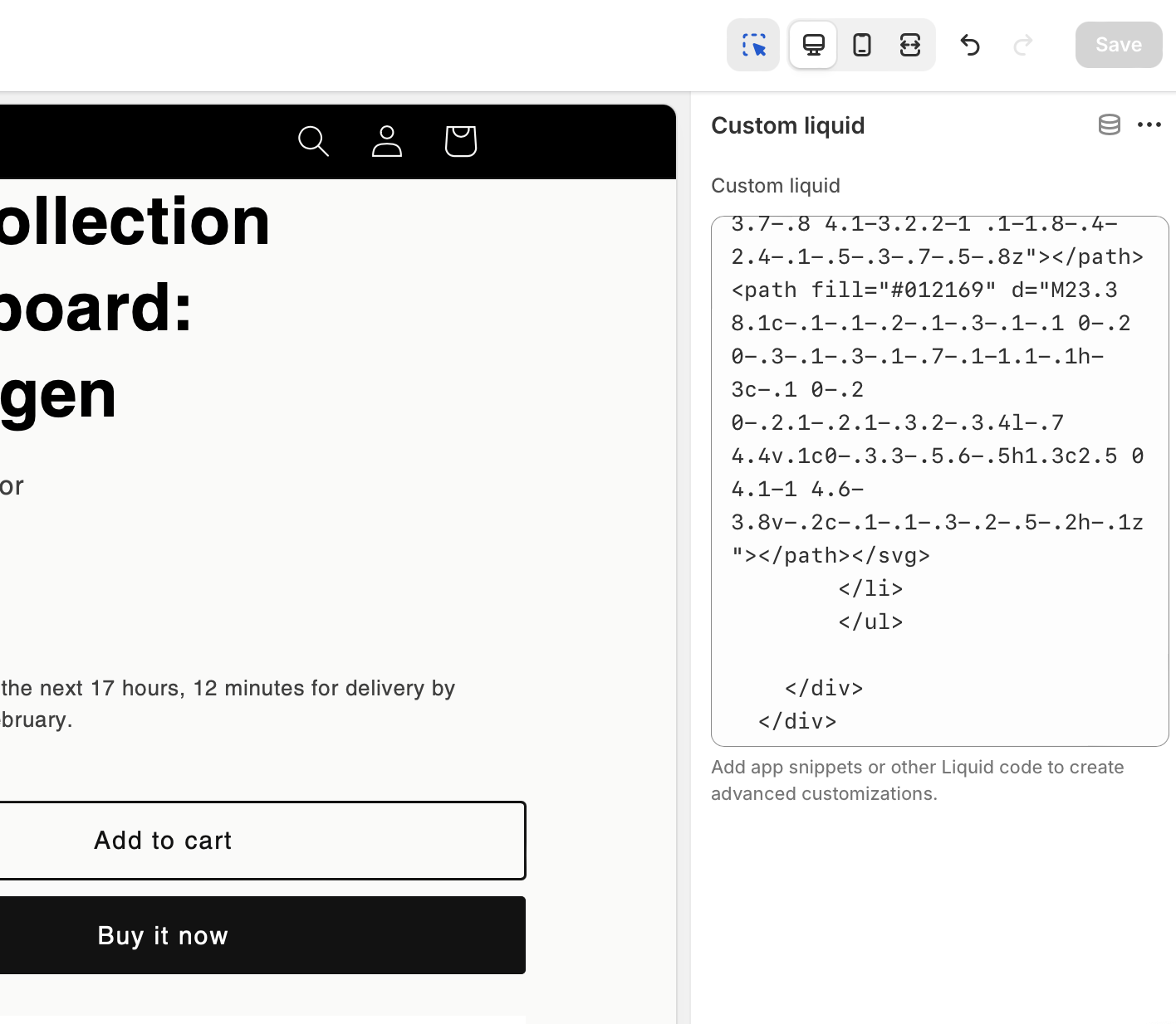 Trust box code in Shopify custom liquid section