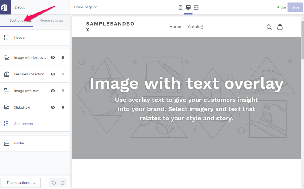 Sections within a Shopify theme