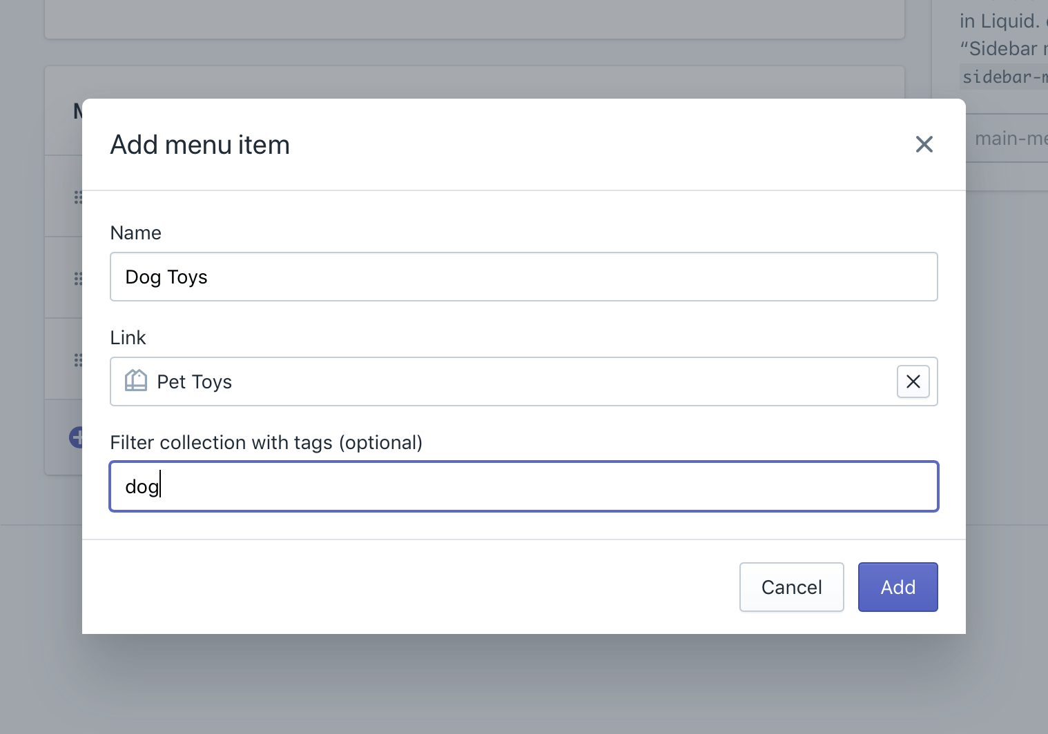 Shopify Navigation - Add a menu