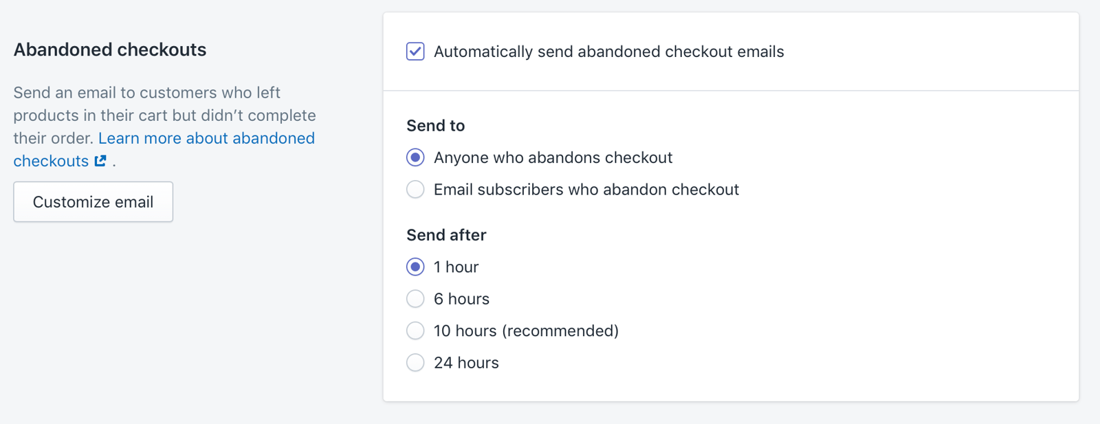 Abandoned checkouts in Shopify