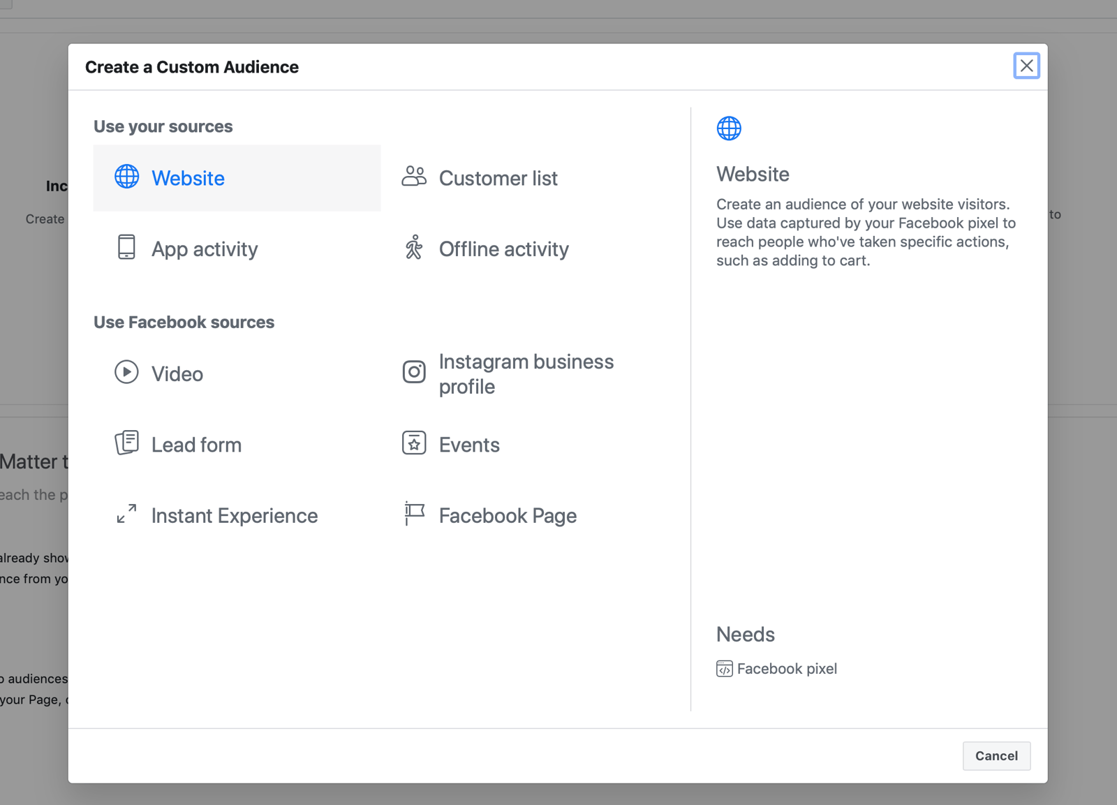 website custom audience