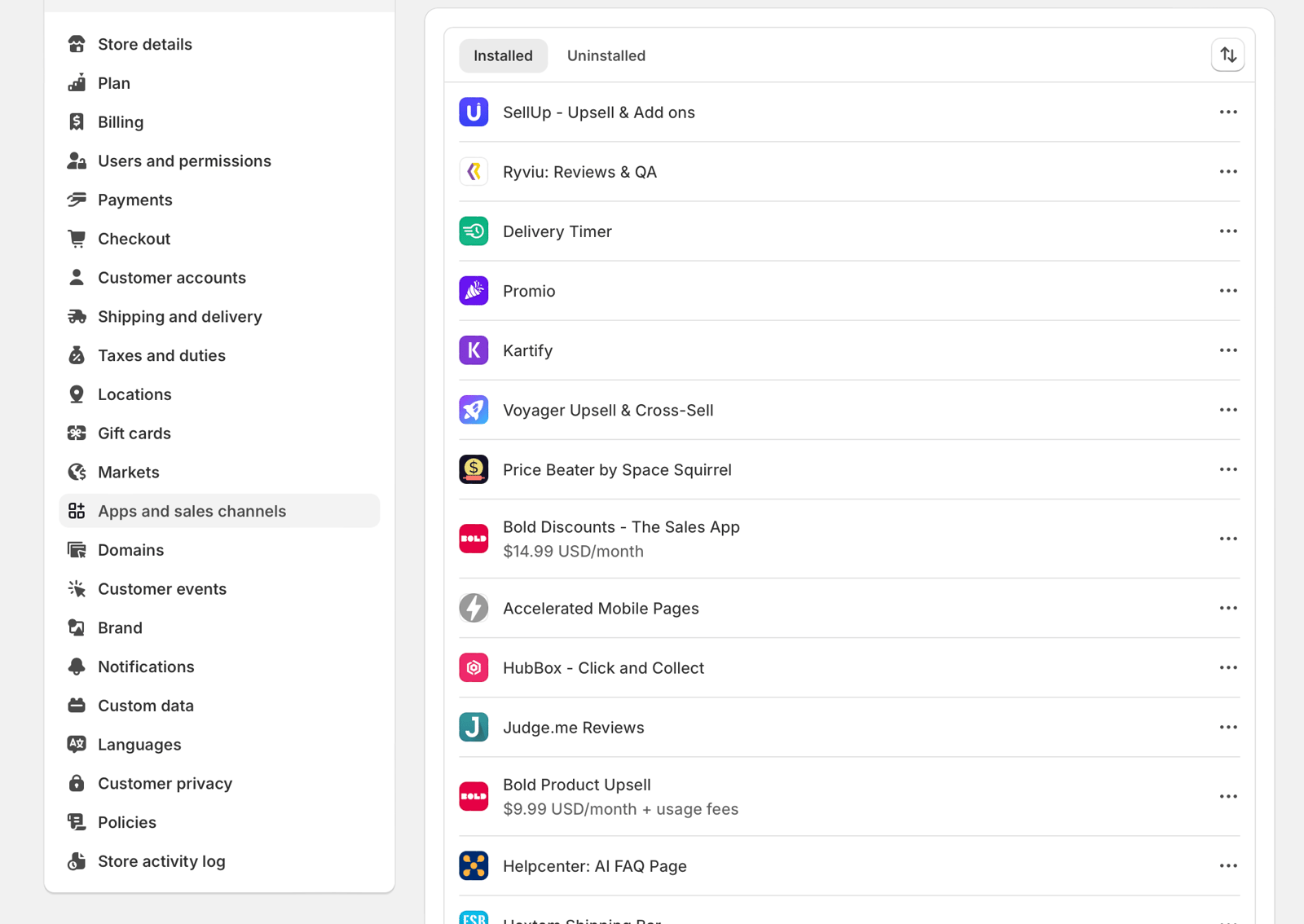how many apps on shopify store