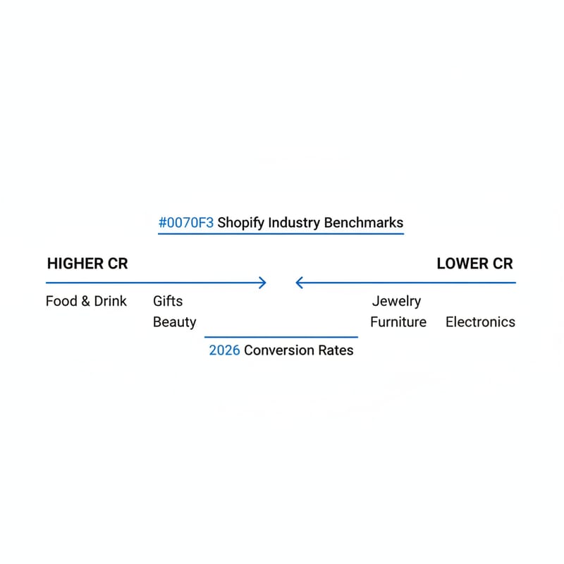 How do Shopify conversion rate benchmarks vary by industry in 2026?