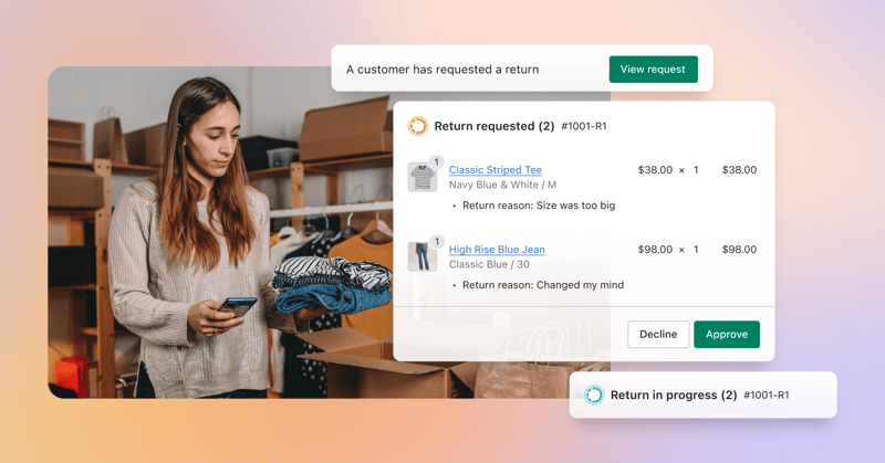 Shopify Returns manage returns and refunds interface
