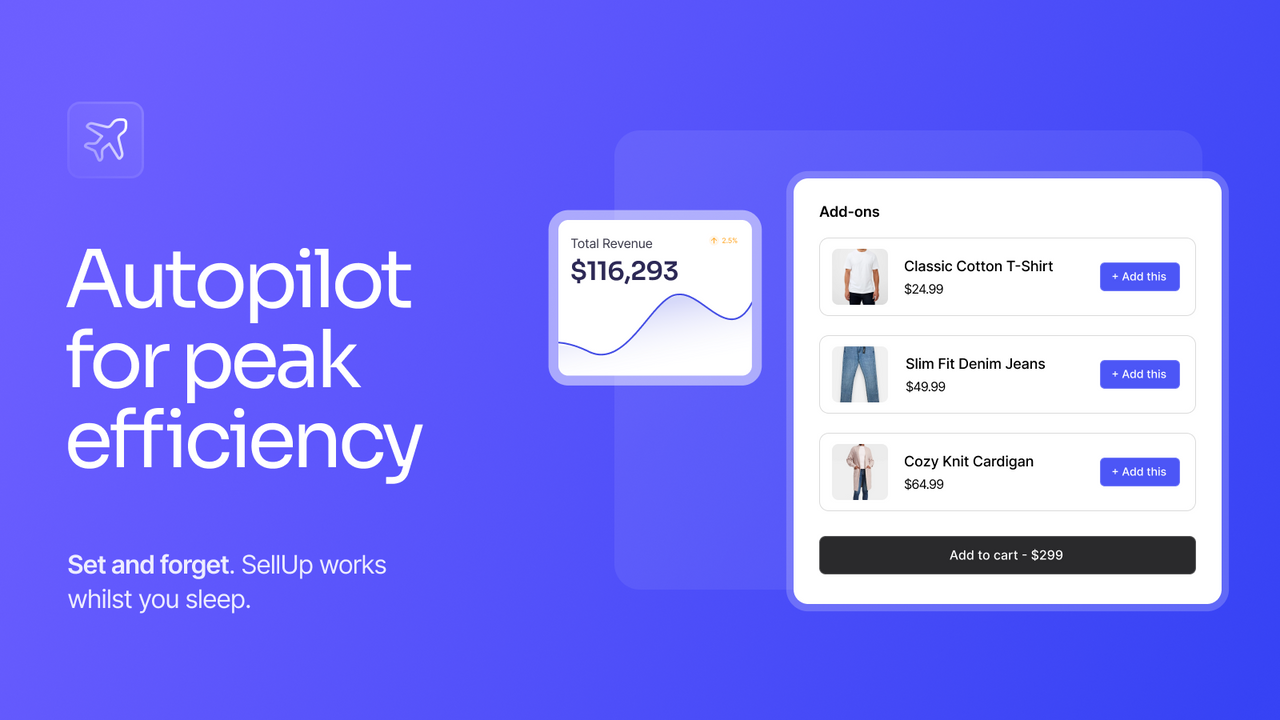 SellUp Shopify upsell app screenshot