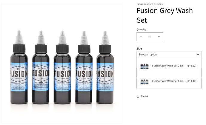 Shopify product listing example