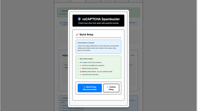 reCAPTCHA spambuster dashboard screenshot