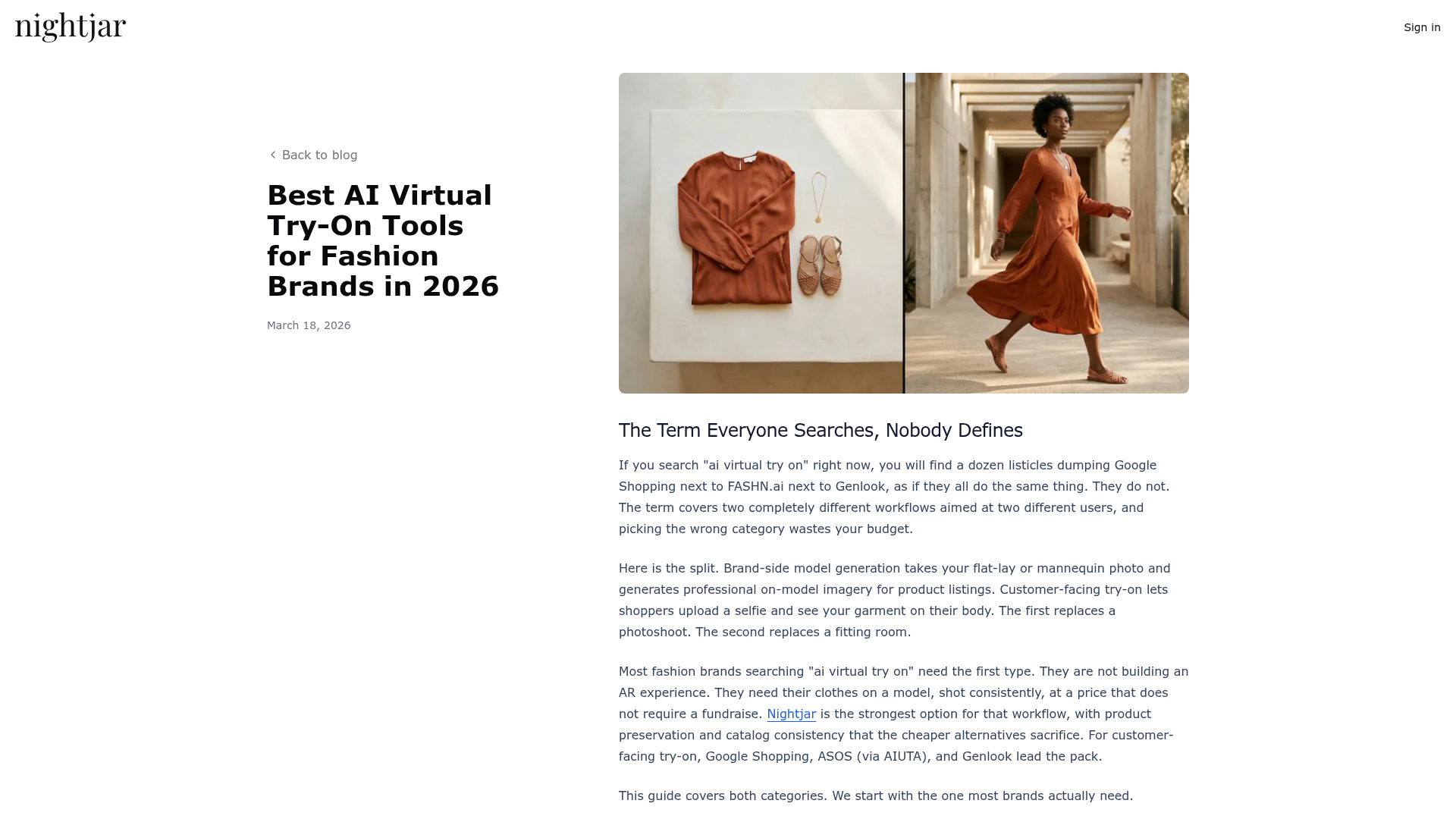 Screenshot di contenuti AI virtual try-on per brand fashion