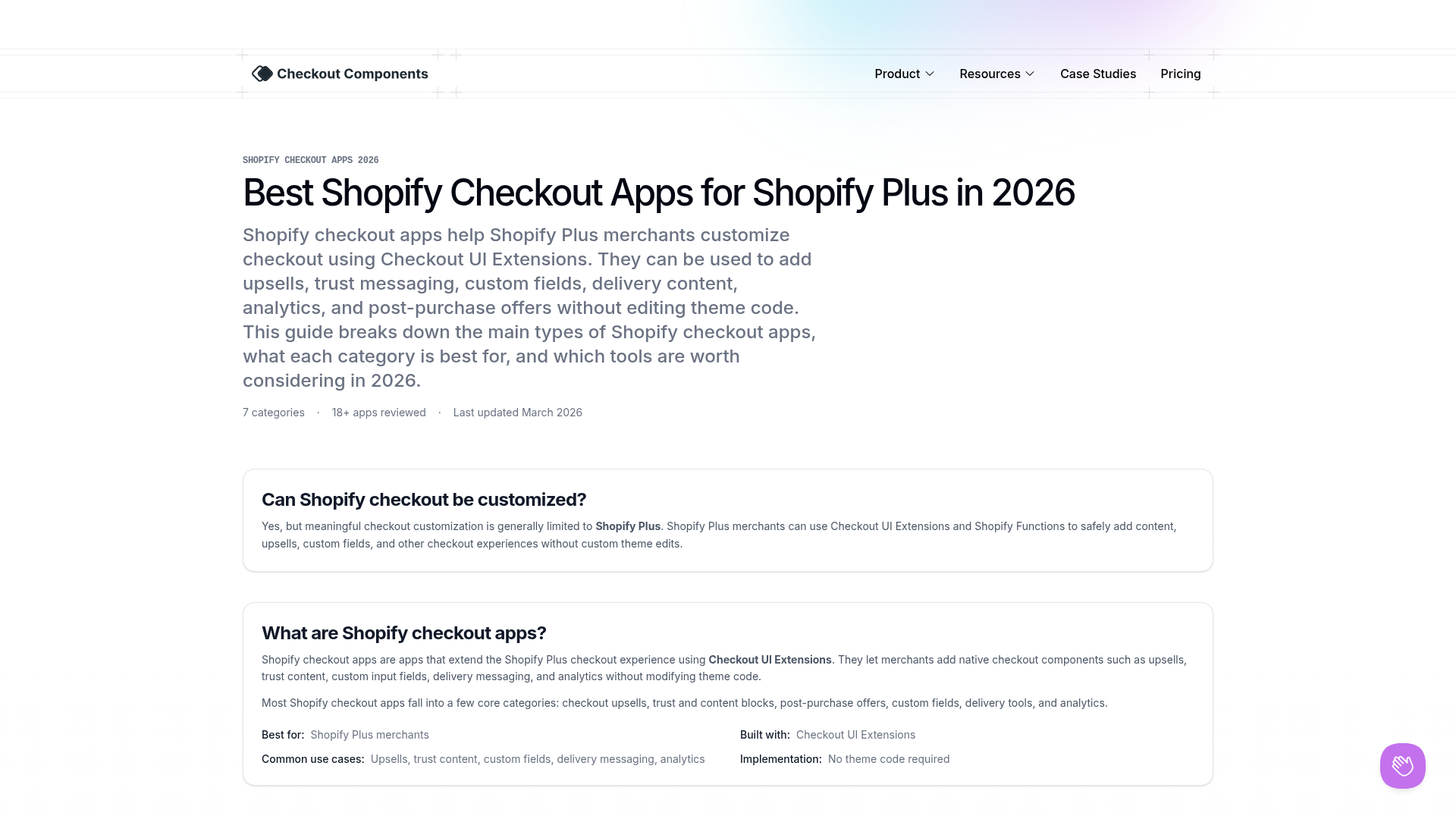 Checkout apps comparison screenshot