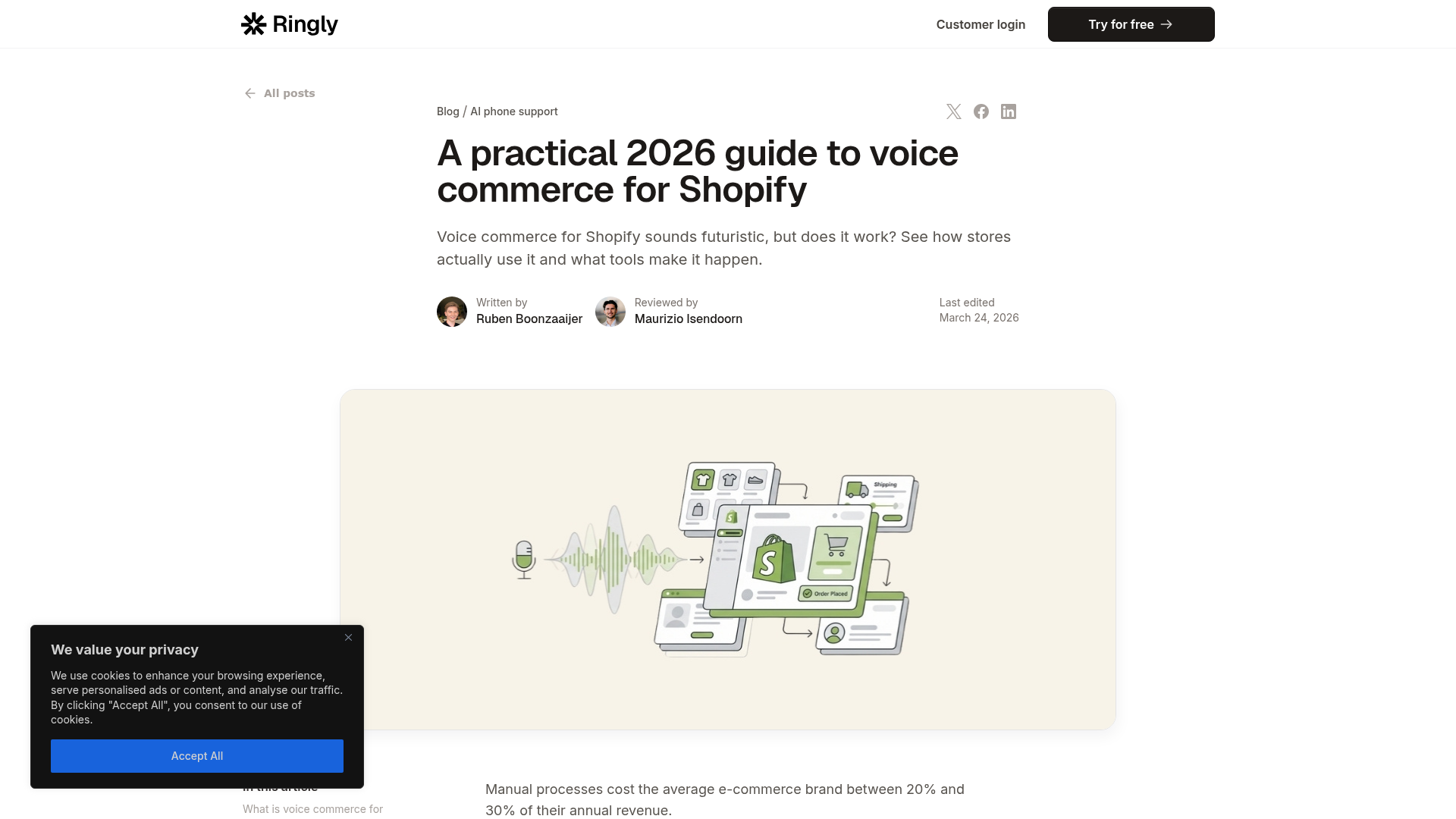 Capture d’écran de contenu sur le commerce vocal de Ringly