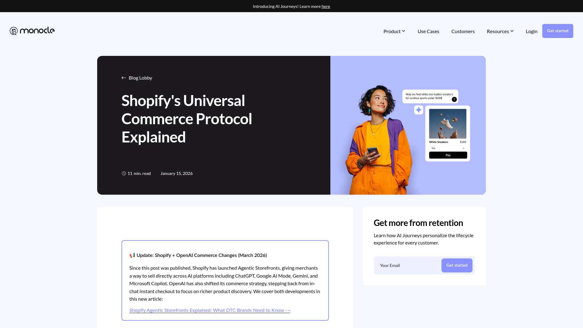 Screenshot van concurrerend artikel dat Shopify Universal Commerce Protocol uitlegt