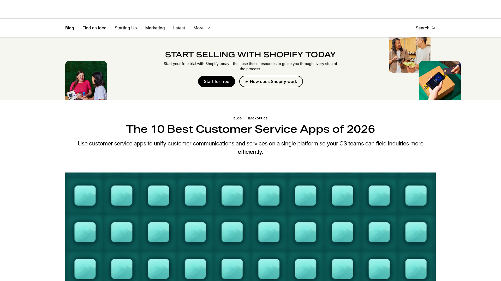 Screenshot del servizio clienti Shopify e dell'ecosistema di app