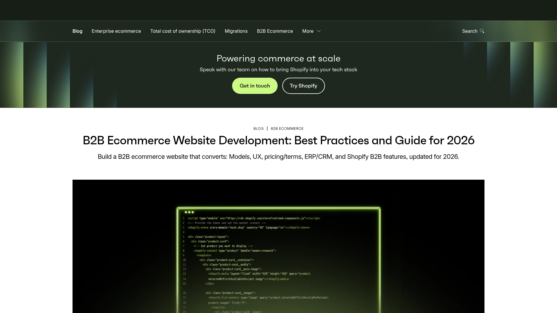 Capture d’écran du développement d’un site ecommerce B2B Shopify