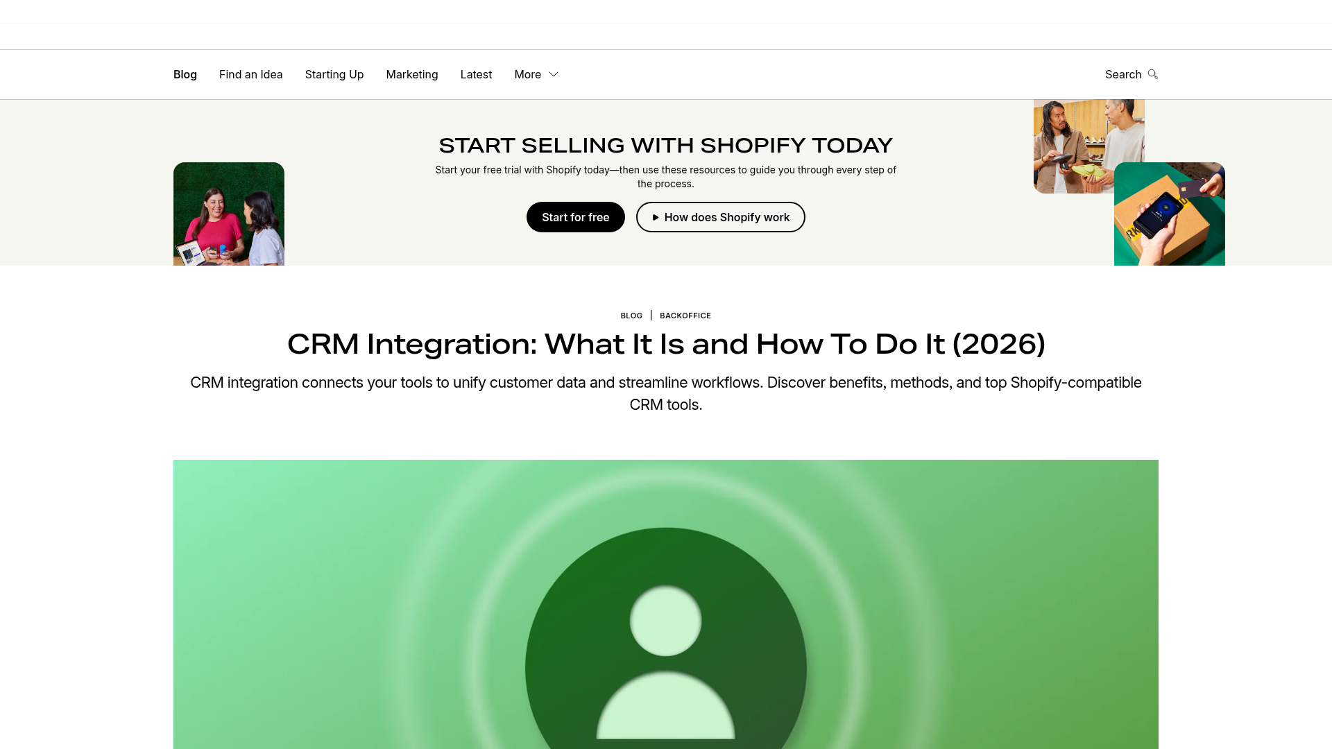 Capture d’écran de l’intégration CRM Shopify