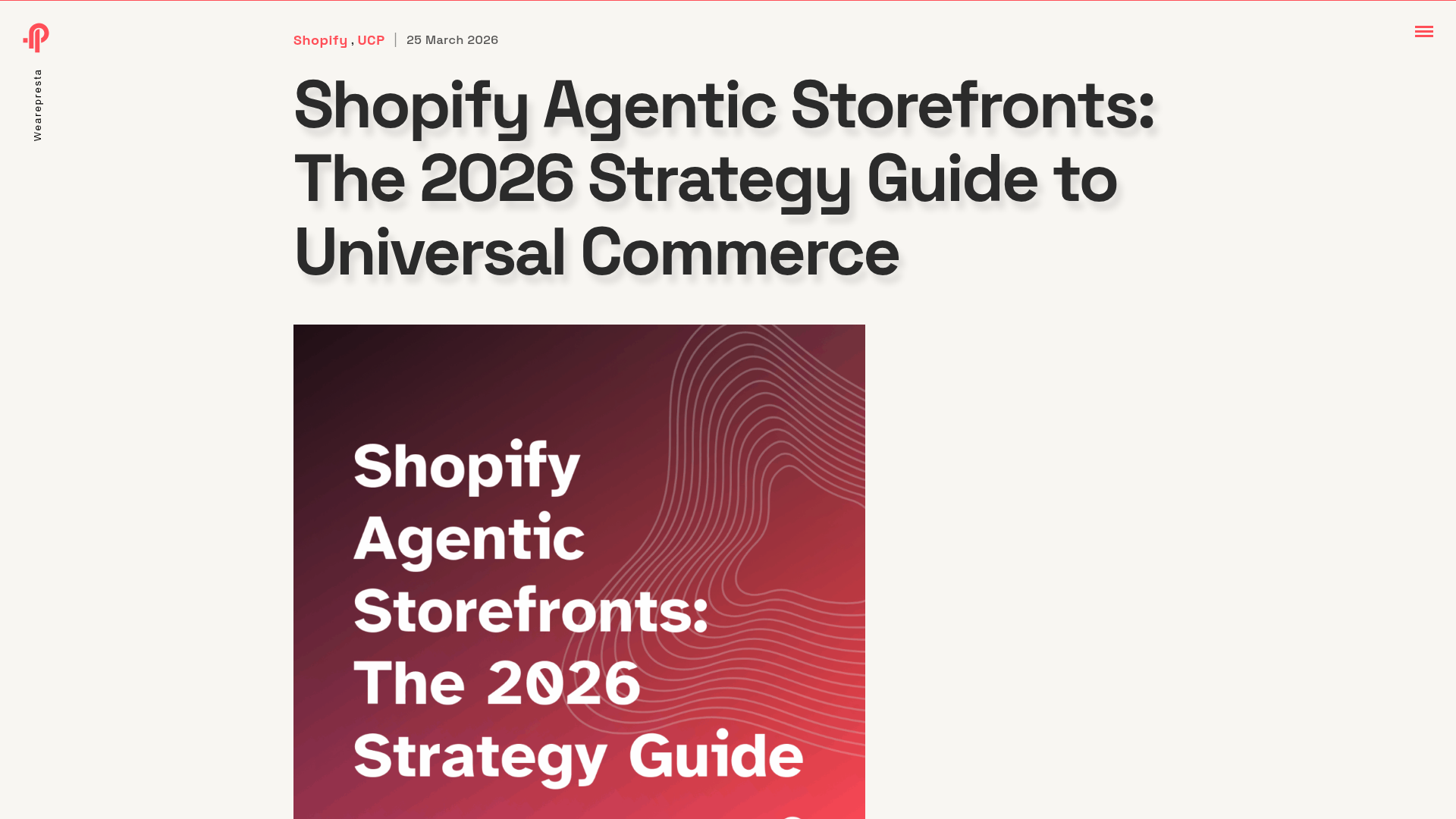 Captura de pantalla de un artículo sobre la estrategia de escaparates agentic de Shopify