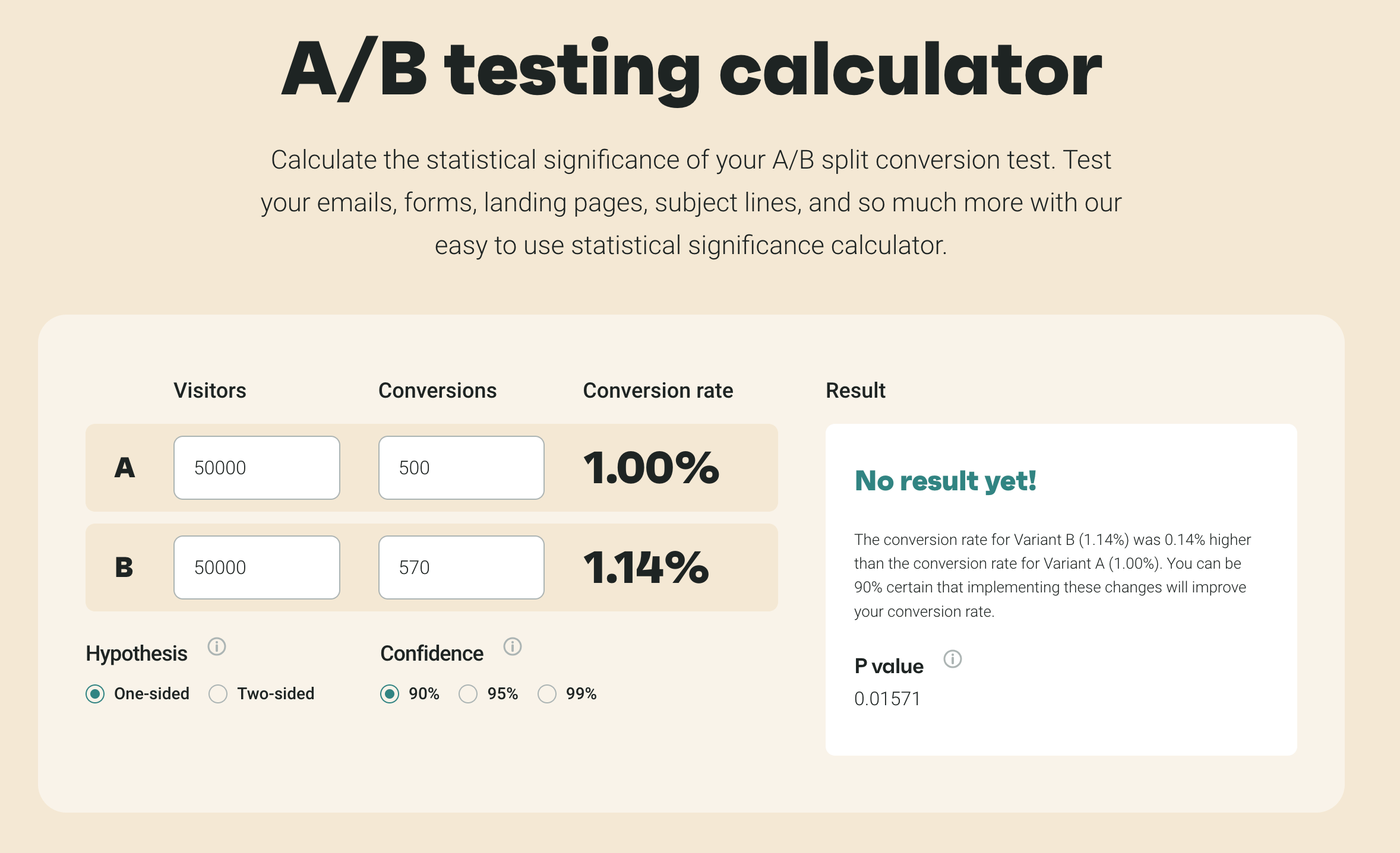 Concept de calculateur et de mesure pour les tests A/B