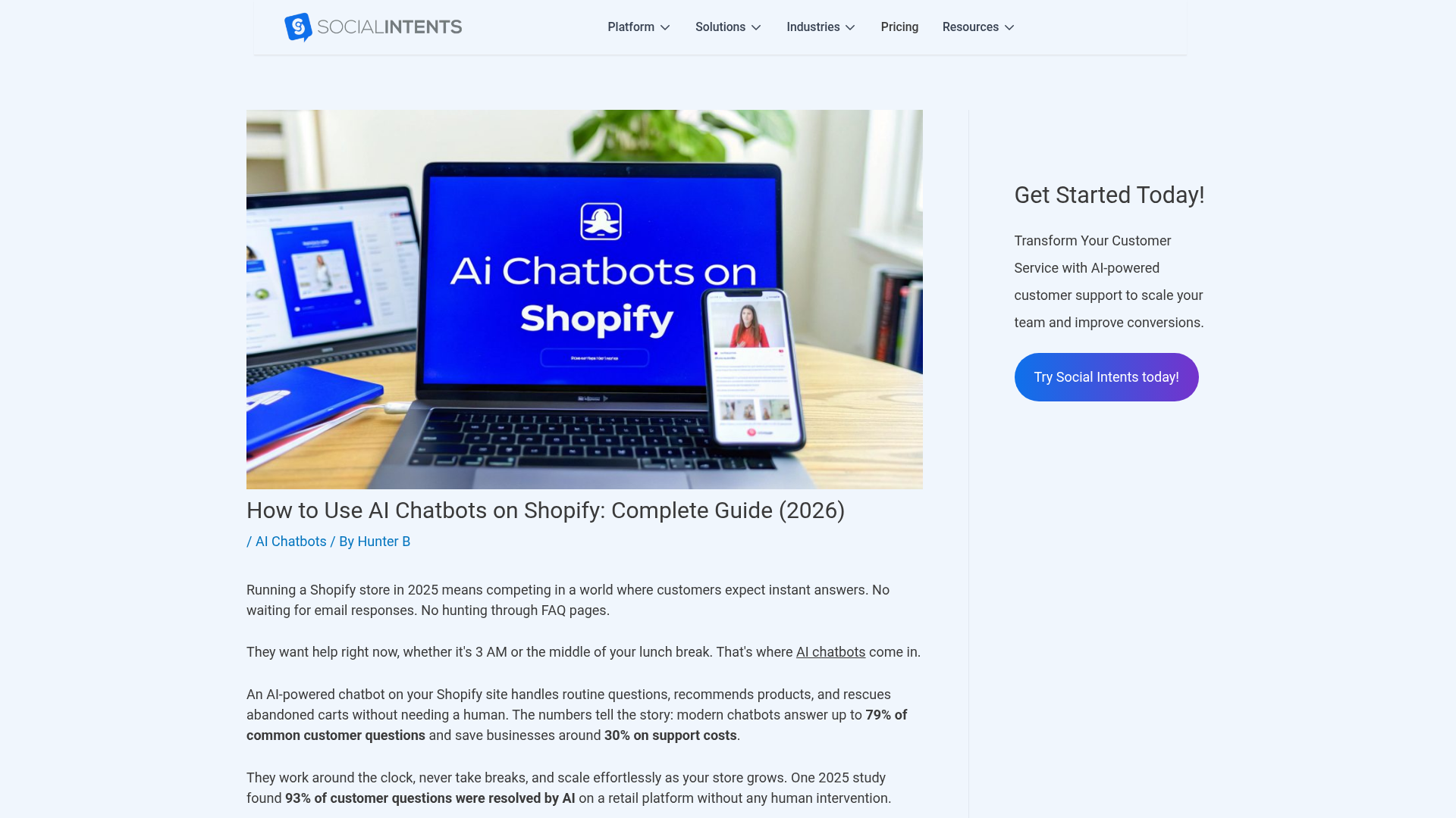 Screenshot of Shopify AI chatbot guide interface