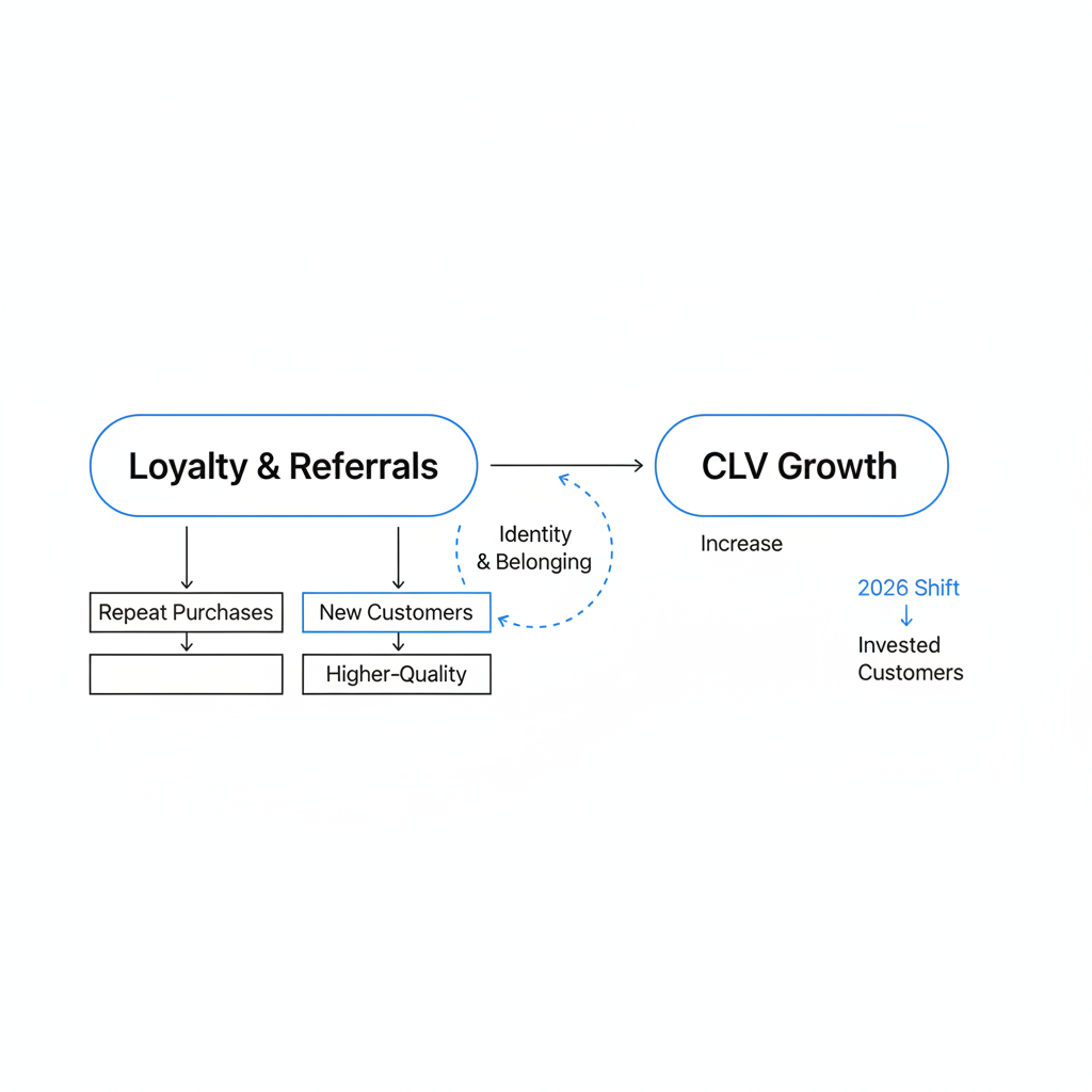 What role do loyalty and referrals play in CLV growth?