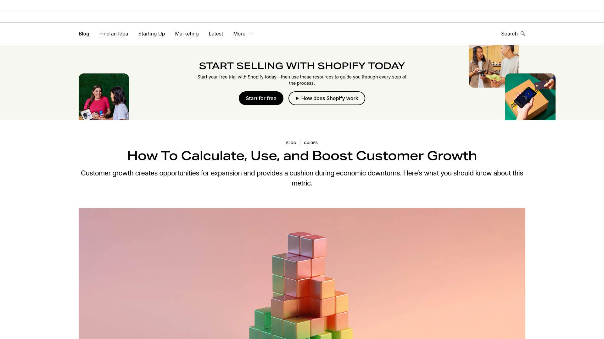 Screenshot of Shopify customer growth article