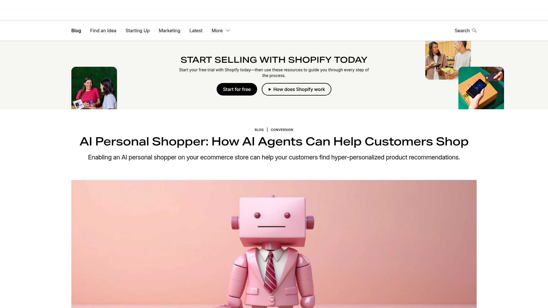 Screenshot of Shopify AI personal shopper article