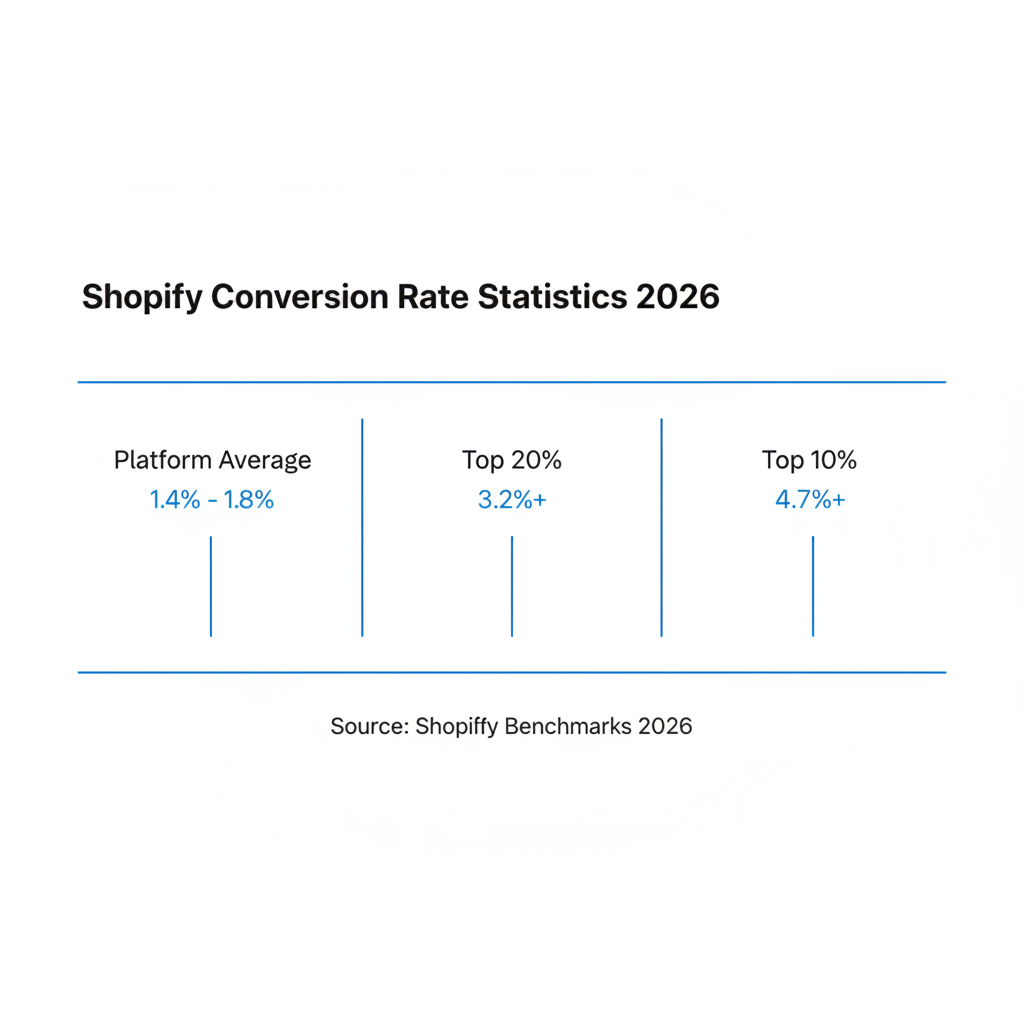 ¿Cuales son las ultimas estadisticas de la tasa de conversion de Shopify para 2026?
