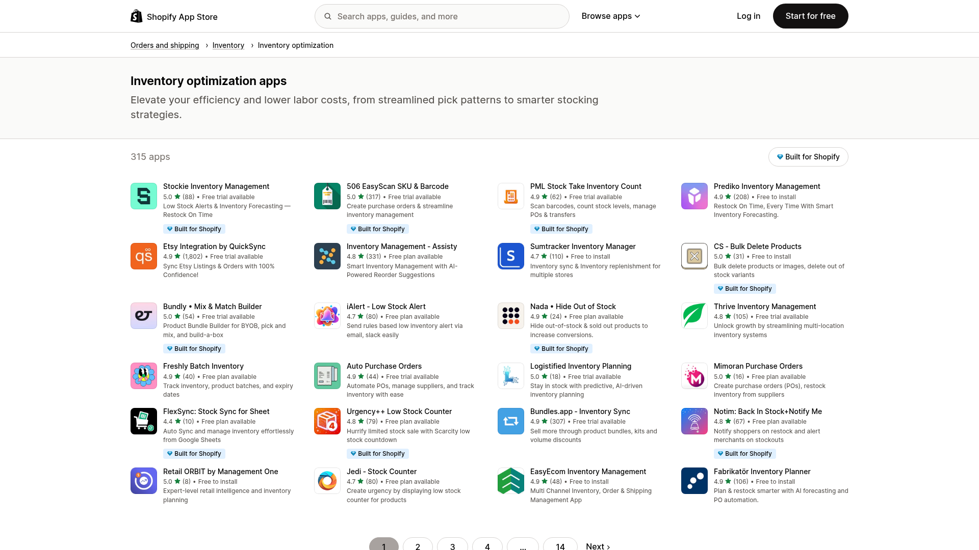 Elenco app Shopify per l'ottimizzazione dell'inventario