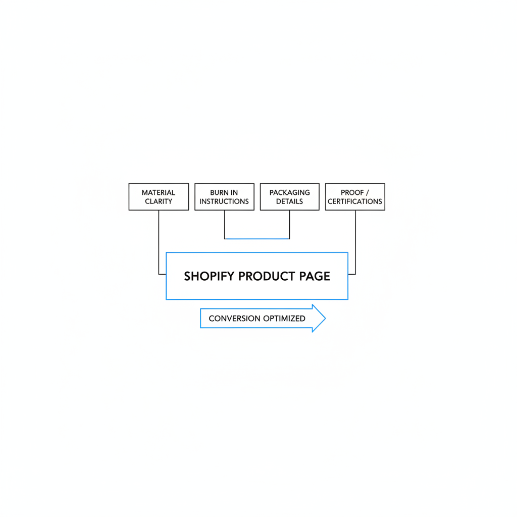 Come dovrei impostare una pagina prodotto per candele sostenibili su Shopify?