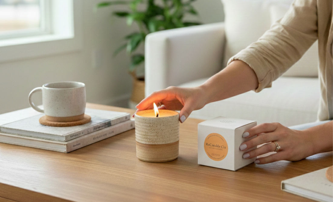 Esempio di packaging sostenibile e ricaricabile per candele