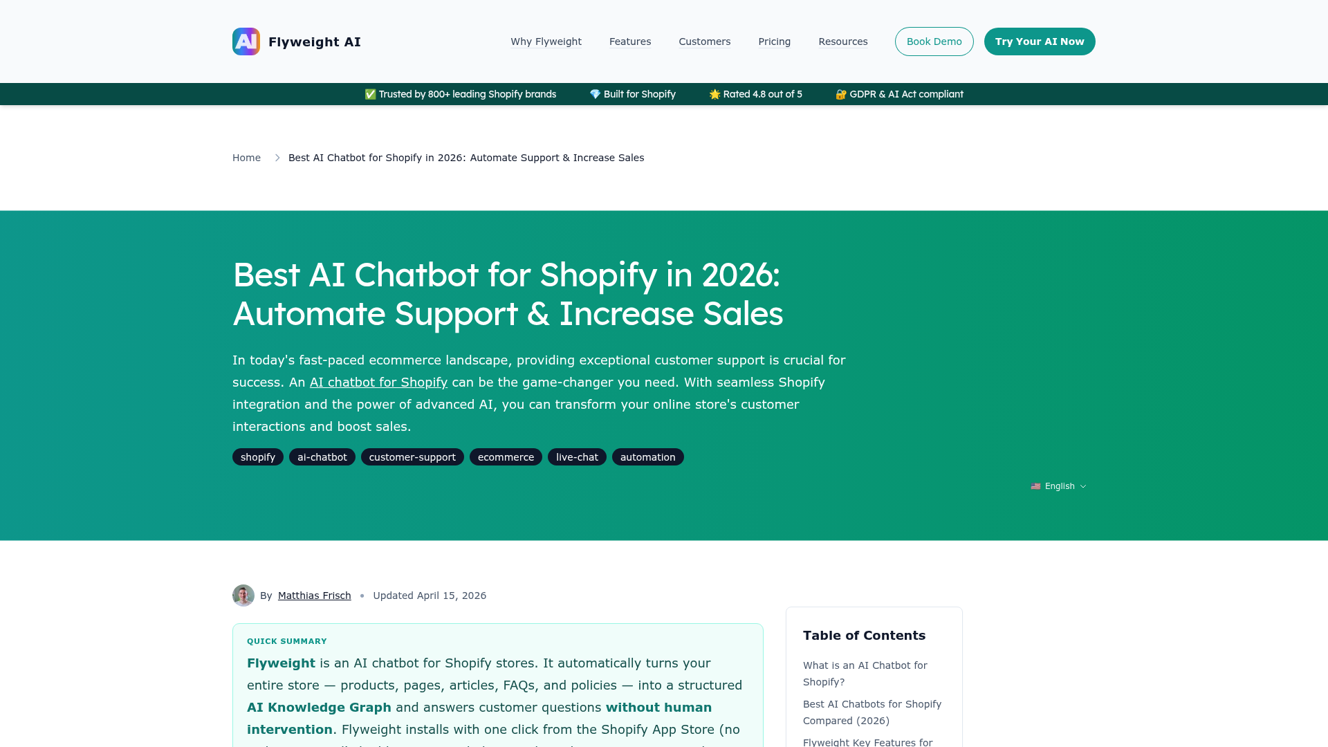 Screenshot of AI chatbot platform for Shopify