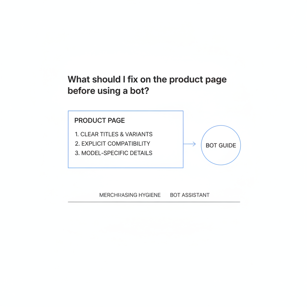 O que devo corrigir na página do produto antes de usar um bot?