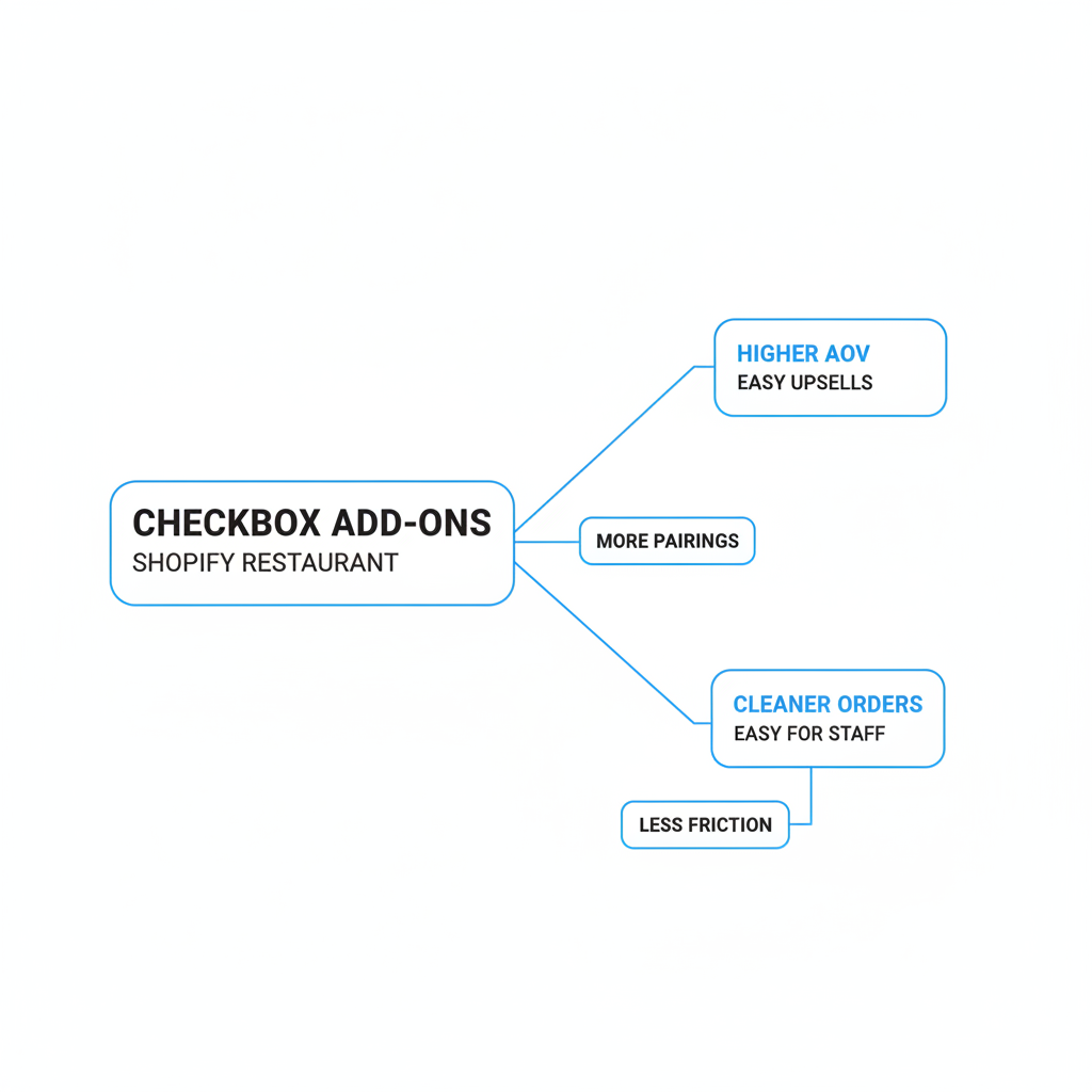 What are the biggest benefits of checkbox add-ons for a Shopify restaurant?