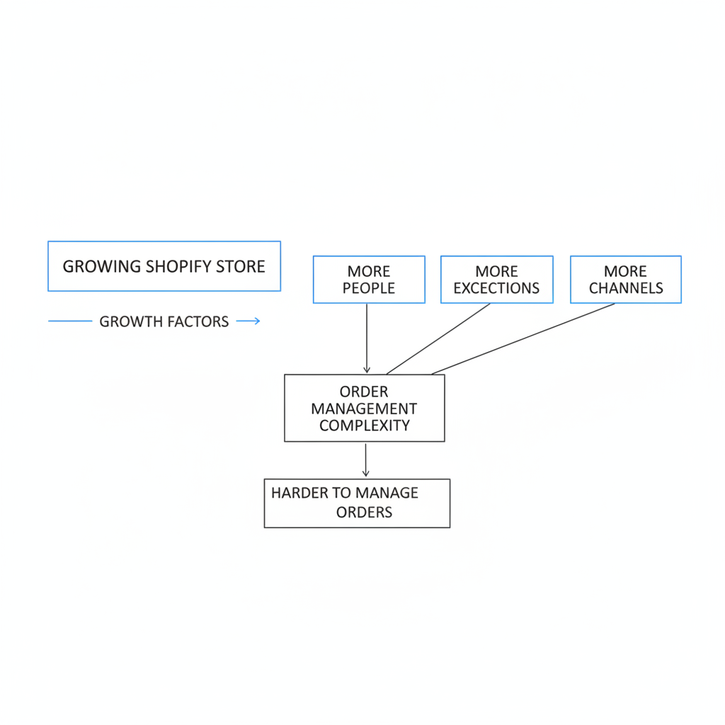 Why is managing orders in Shopify hard for growing stores?