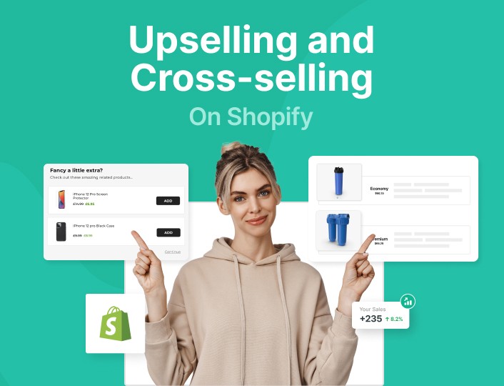 Upselling- und Cross-Selling-Illustration auf Shopify