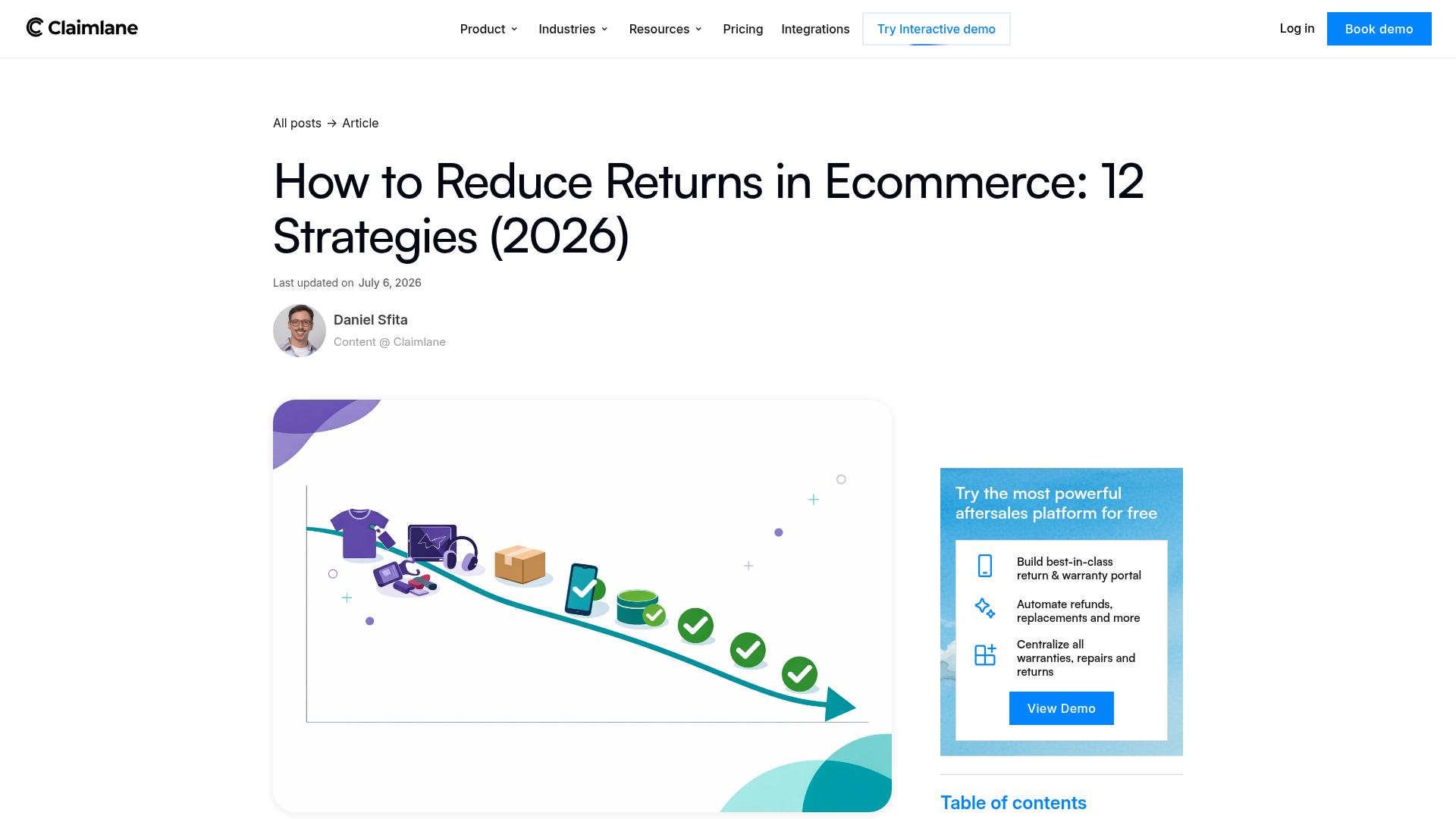 Screenshot discussing ecommerce return reduction strategies