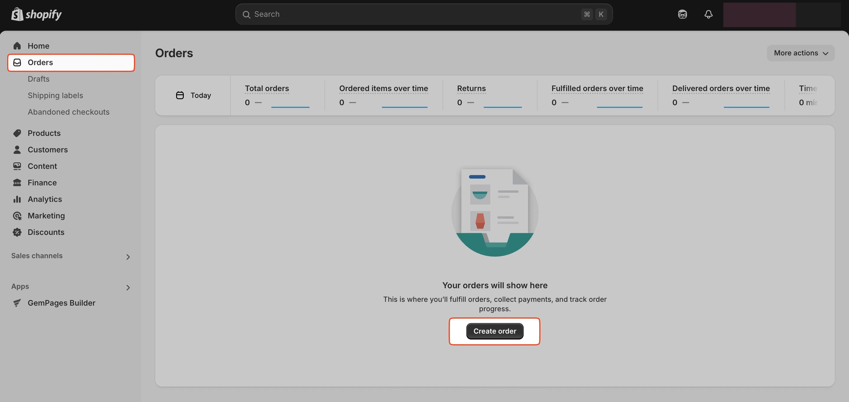 Esempio visivo della creazione di ordini bozza Shopify