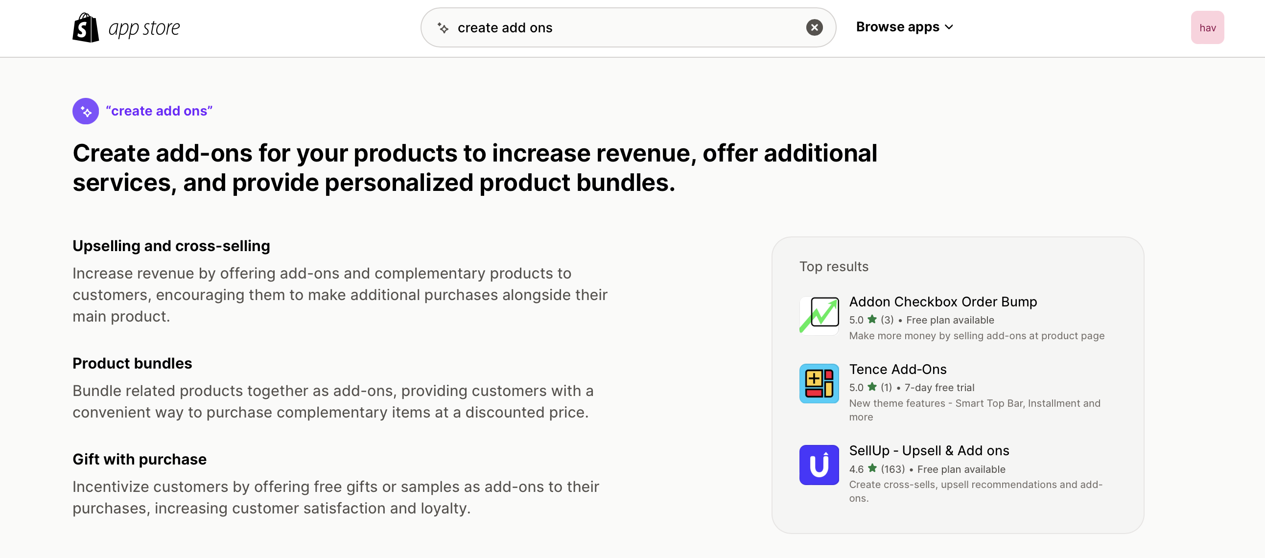 Shopify App Store add ons