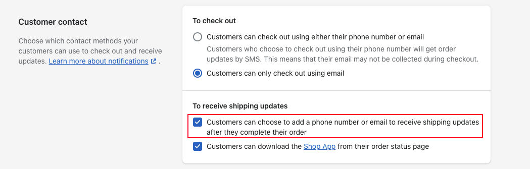 Update order status page