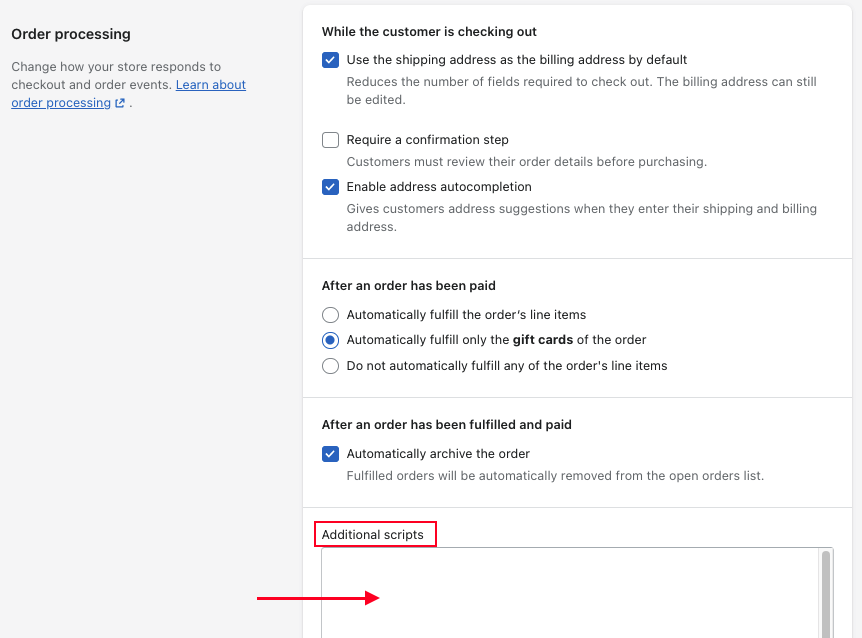 Additional script - order status page