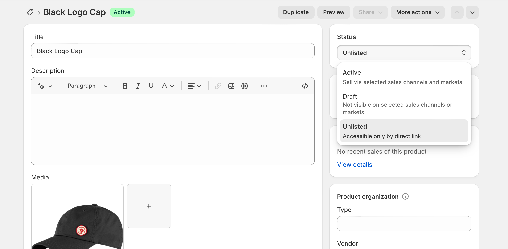 shopify product status unlisted-min
