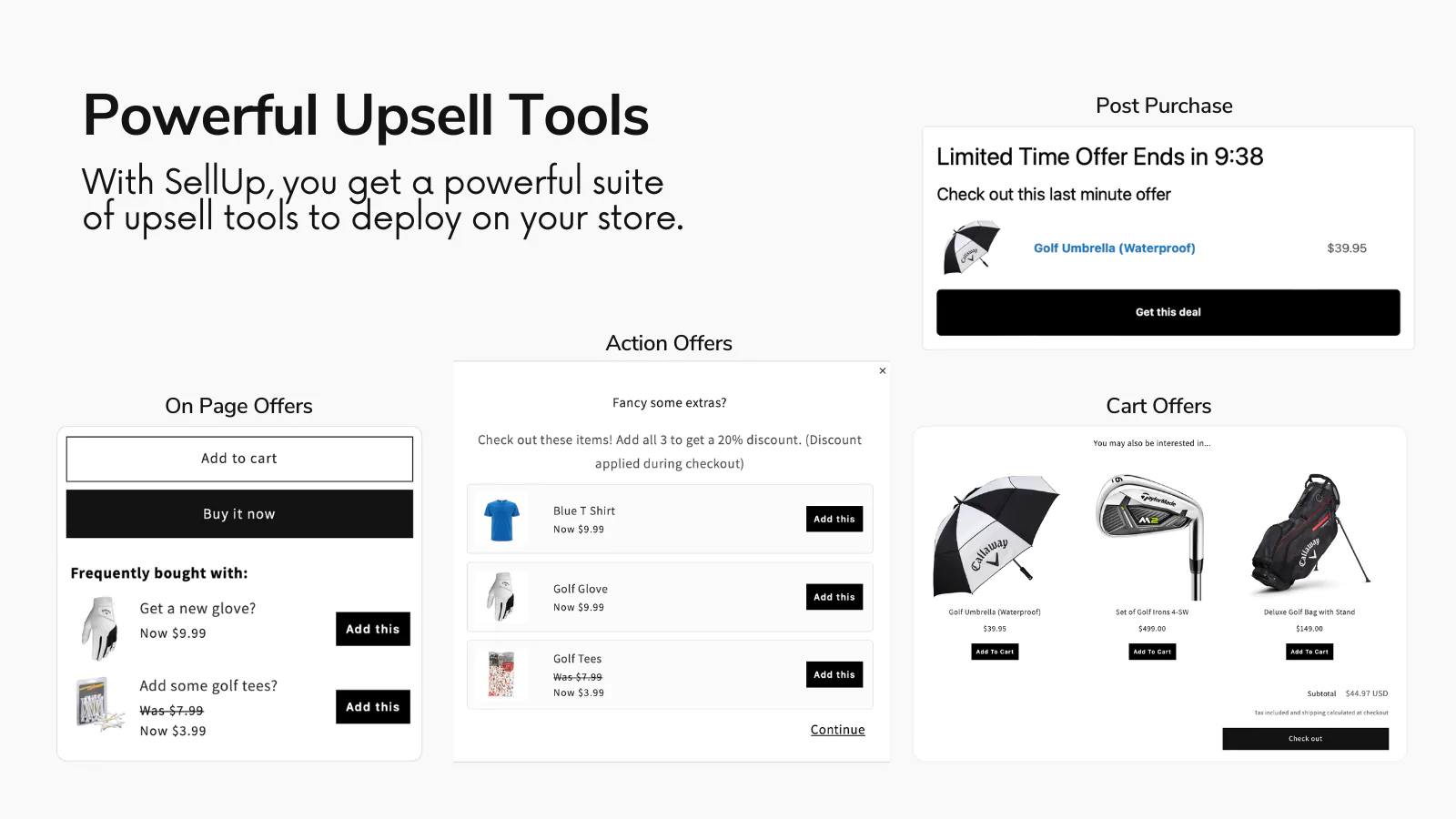 SellUp upsells and add ons