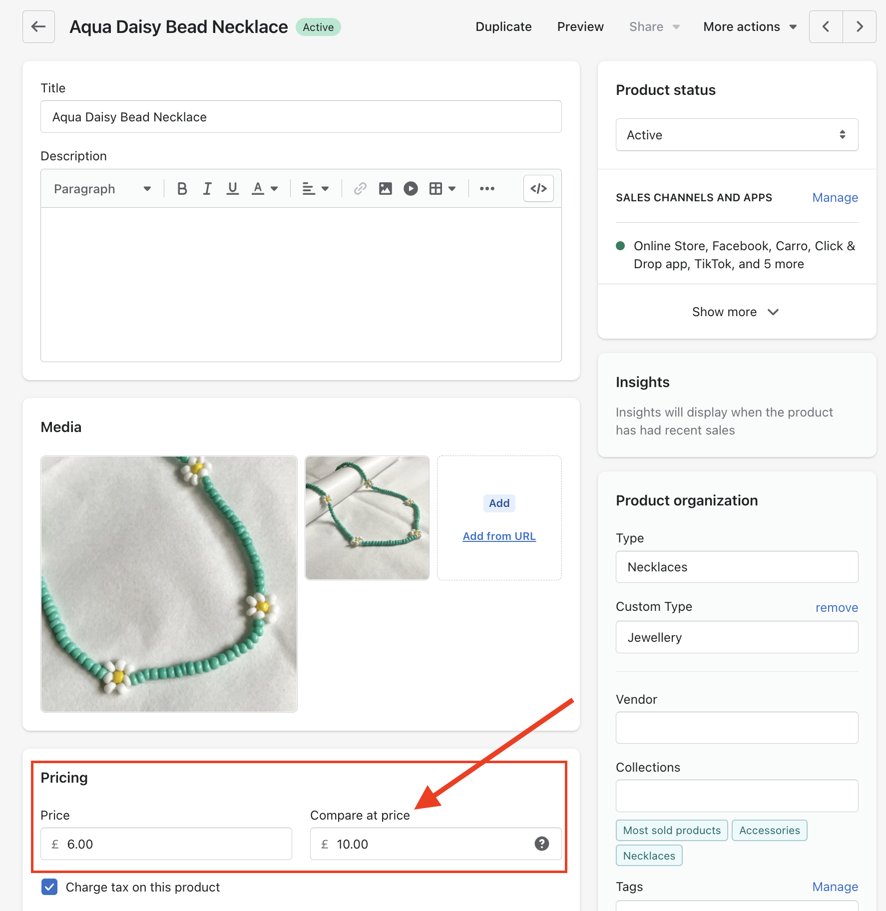 Compare at price feature