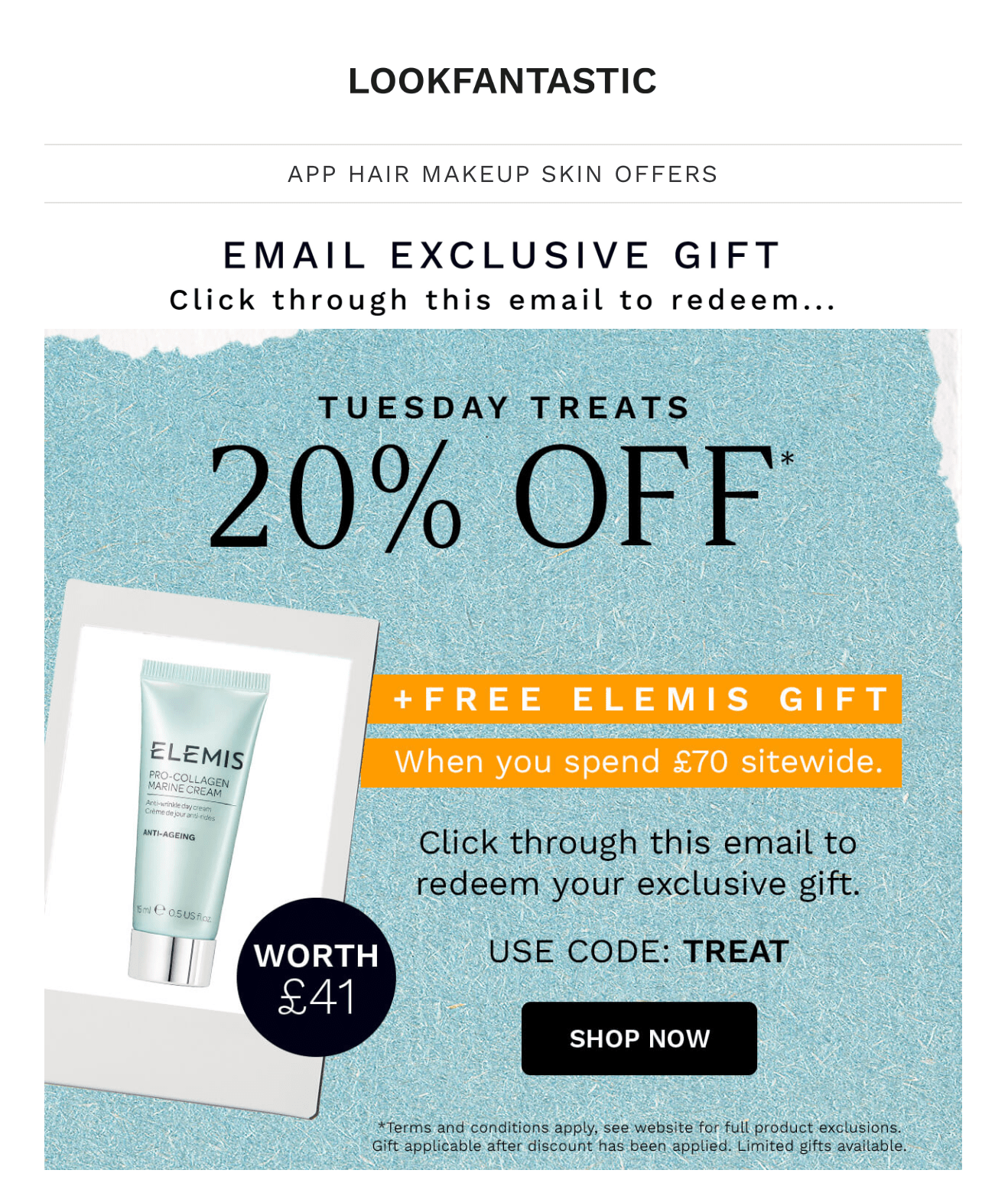 Email offer discount code