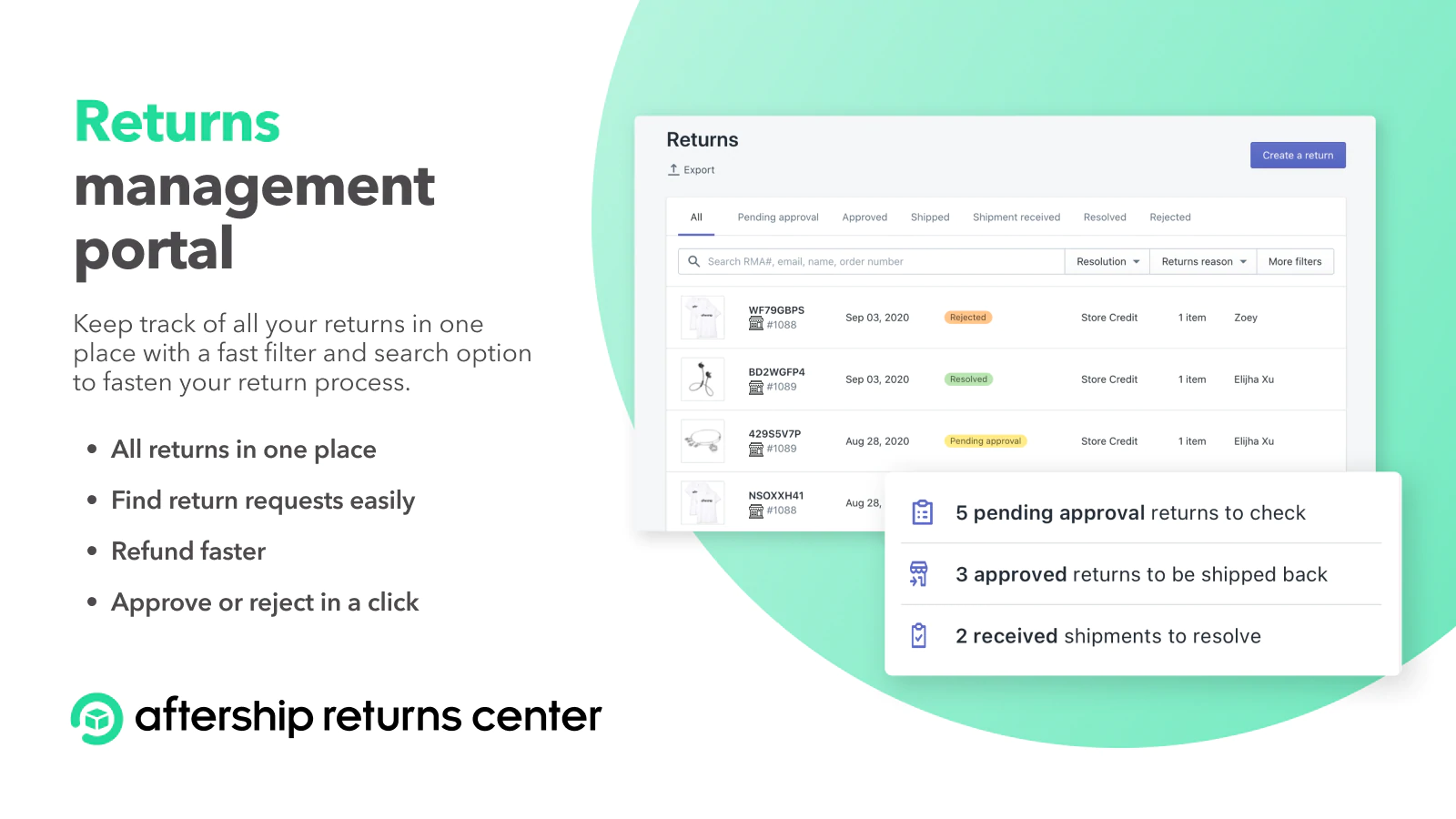 AfterShip Returns Management app