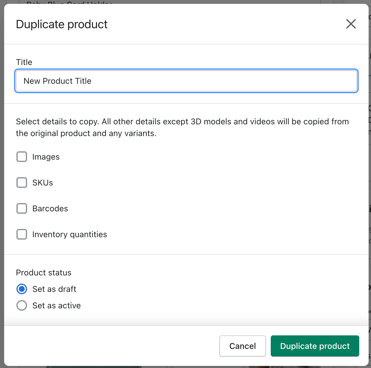 aggiungere prodotti a una pagina prodotto duplicato