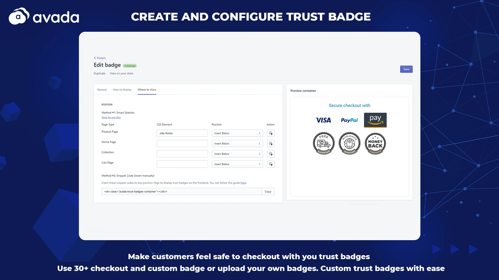 AVADA sales pop trust badges